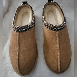 Cozy Tan Suede Slipper Clogs